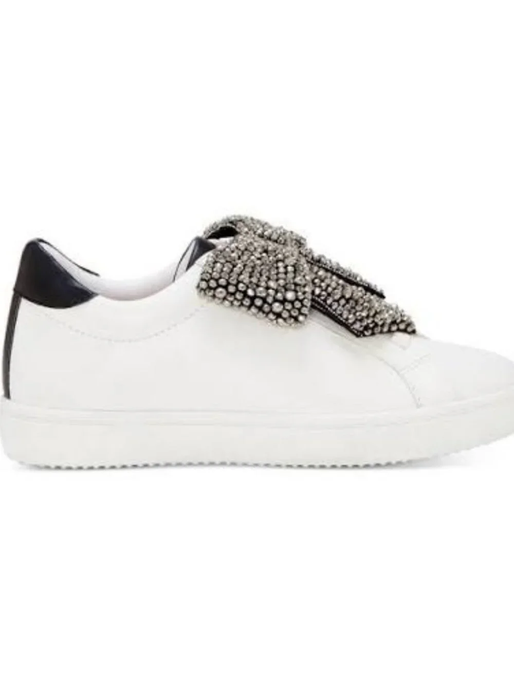 INC International Concepts White Leather Beline2 Sneakers with Crystal Bow